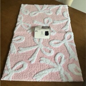 Pink and White Rug with Bows